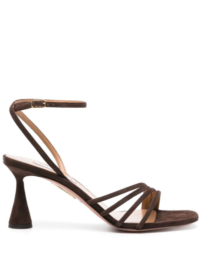 Aquazzura Brown Latour 75 Suede Sandals