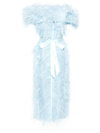 HUISHAN ZHANG ANGELINA FEATHER-EMBELLISHED MIDI DRESS - WOMEN'S - SILK/OSTRICH FEATHER