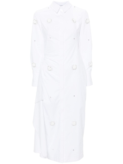 HUISHAN ZHANG WHITE TATIANA CRYSTAL-EMBELLISHED SHIRT DRESS