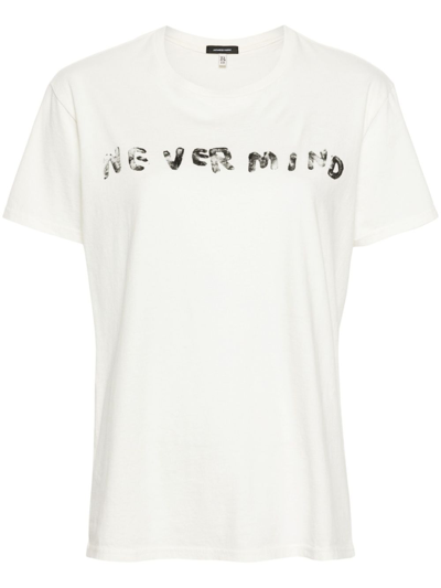 R13 White Nevermind-print Cotton T-shirt