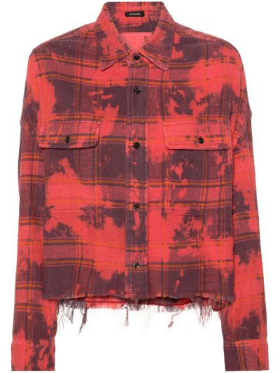 R13 Plaid-check Cropped Shirt In Red