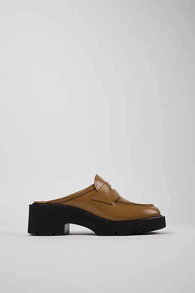 Camper Milah Leather Loafer Clog In Brown, Women's At Urban Outfitters