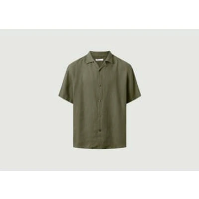 Knowledge Cotton Apparel Linen Short Sleeve Shirt In Green