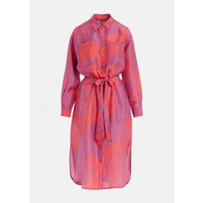 Essentiel Antwerp Foxglove Silk Shirt Dress In Pink