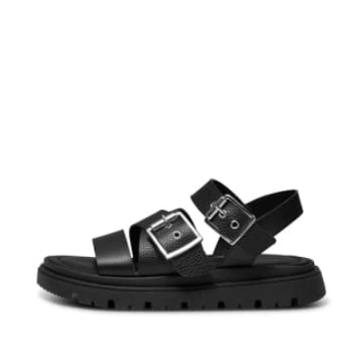 Shoe The Bear Rebecca Buckle Leather Sandal In Black