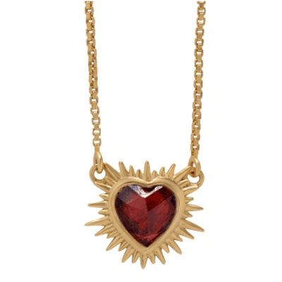 Rachel Jackson Electric Love Mini Garnet Heart Necklace In Gold