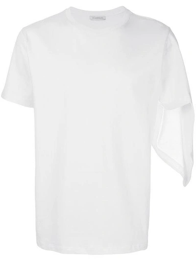 Jw Anderson Draped Sleeve T-shirt In White