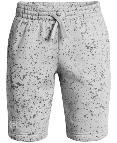 Under Armour Kids' Big Boys Rival Splatter-print Fleece Shorts In Mod Gray,white