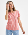 STYLE & CO WOMEN'S SHORT-SLEEVE PRINTED SCOOP-NECK TOP, CREATED FOR MACY'S