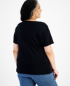 Style & Co Plus Size Short-sleeve Henley Top, Exclusively At Macy's In Deep Black