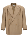 HED MAYNER DOUBLE-BREASTED WOOL BLAZER BEIGE