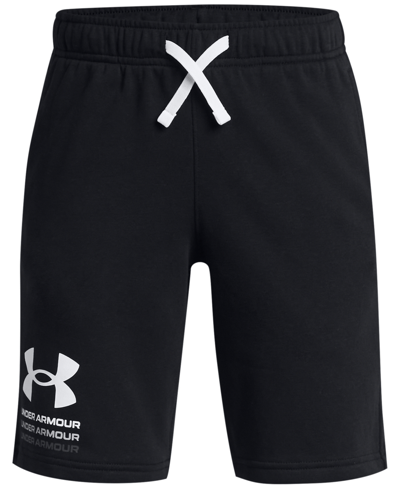 Under Armour Kids' Big Boys Rival Moisture-wicking French Terry Shorts In Black,castlerock