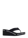 Alexander Wang Square Toe Logo Midsole Wedged Flip Flops