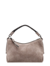 BRUNELLO CUCINELLI SUEDE HANDBAG WITH MONILI HANDLE