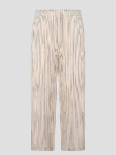 Shop Issey Miyake Thicker Plissé Straight-leg Trousers In Neutrals