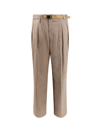 WHITESAND VISCOSE BLEND TROUSER WITH FRONTAL PINCES