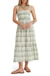 Marine Layer Selene Geo Triangle Print Smocked Maxi Sundress In Geo Triangle Print