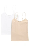 Nordstrom Rack Everyday 2-pack Camisoles In White -beige Smoke
