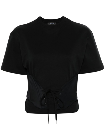 Mugler Cotton Jersey Corset T-shirt In Black
