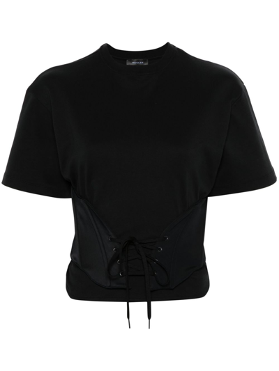 MUGLER CORSET-STYLE T-SHIRT WOMEN BLACK IN POLYAMIDE