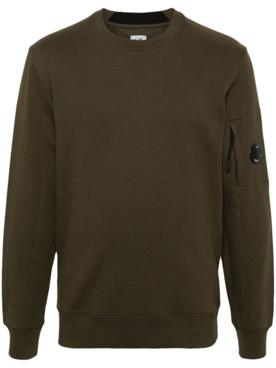 C.p. Company Diagonal Raised Fleece Sweatshirt Men Green In Cotton In Brown