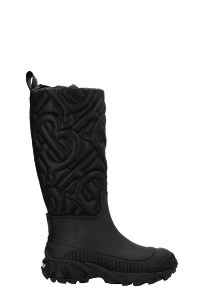 Burberry Rotherfield Quilted Rain Boots In Black