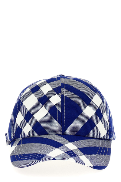 Burberry Check Cap In Blue