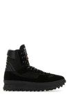 Maison Margiela Mm22 Leather Climber High-top Sneakers With Suede Trims In Black