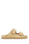 Miu Miu Raffia-effect Woven Fabric Slides In Brown