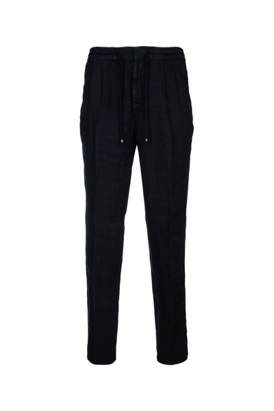 Brunello Cucinelli Elasticated Waistband Drawstring Trousers In Navy