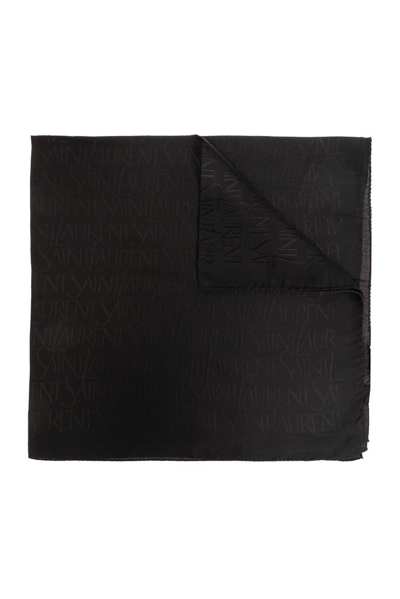 Saint Laurent Jacquard Square Scarf In Black