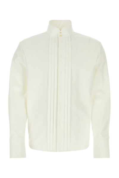 Saint Laurent Pleated Long In White