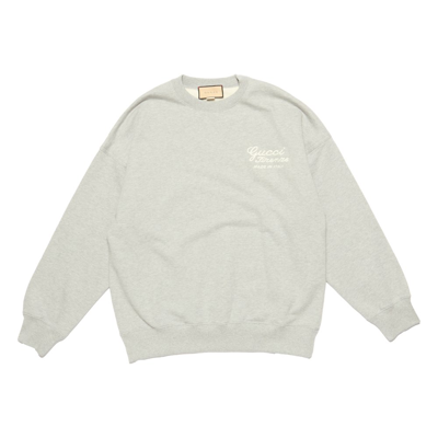 Gucci Logo Embroidered Jersey Sweatshirt In Grey