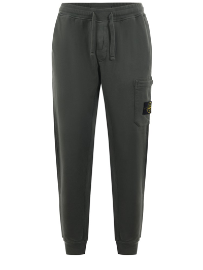 Stone Island Logo Patch Drawstring Trousers In Green