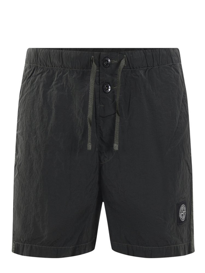 STONE ISLAND STONE ISLAND LOGO PATCH DRAWSTRING SWIM SHORTS