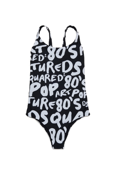 Dsquared2 Kids' Slogan-print Swimsuit In Multi