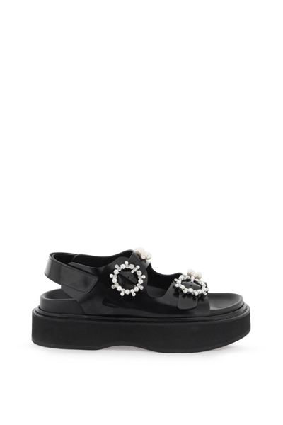 Simone Rocha Embellished Platform Sandal In Black
