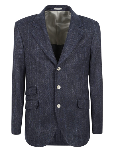 Brunello Cucinelli Single Breasted Tailored Blazer In Blue