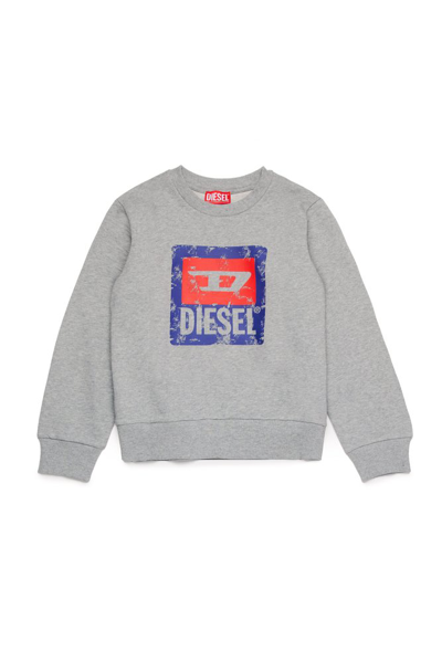 Diesel Kids Sgal Logo Printed Crewneck Sweatshirt In Grey
