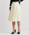 Lauren Ralph Lauren Belted Pleated Georgette Skirt In Mascarpone Cream