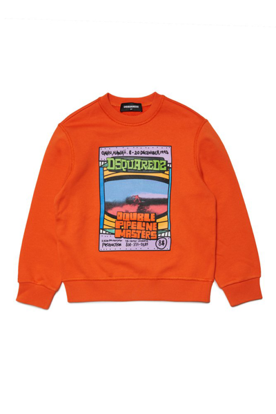 Dsquared2 Kids Logo Printed Crewneck Sweatshirt In Orange
