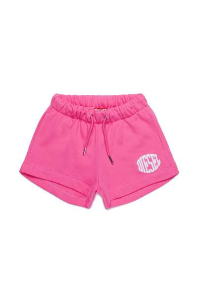 Diesel Kids' Paglife Cotton Shorts In Pink