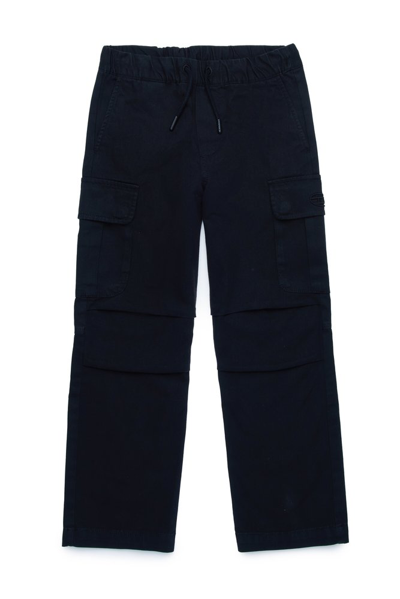 Diesel Kids Picar Logo Embroiered Cargo Trousers In Black