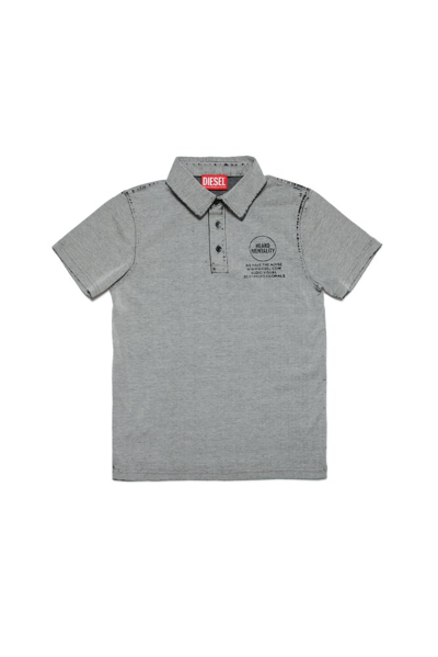 Diesel Kids Tgusti Corrosion Effect Polo Shirt In Black