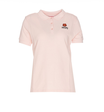 Kenzo Boke Flower Embroidered Polo Shirt In Pink
