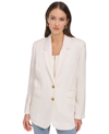 Dkny Womens Deep V 2 Button Closure Two-button Blazer In Eggnog