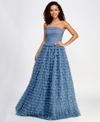 SAY YES JUNIORS' MULTI-RUFFLE SEQUINED BALL GOWN, CREATED FOR MACY'S