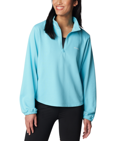 Columbia Womens Trek French Terry Half Zip Sweatshirt Trek Mid Rise French Terry Shorts In Aquamarine