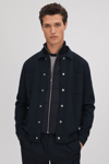 Reiss Navy Parkhurst Hybrid Funnel Neck Jacket