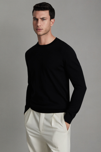 Reiss Black Merino Mixer 2 Pack Pack Of Two Merino Wool Tops In Black